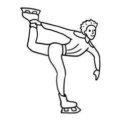 Figure skater in doodle style. Isolated vector.