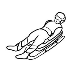 Obraz premium Luge sportsman in doodle style. Isolated vector.