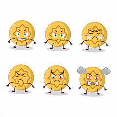Dalgona candy flower cartoon character with various angry expressions