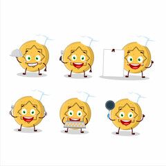Cartoon character of dalgona candy flower with various chef emoticons