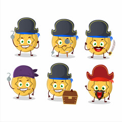 Cartoon character of dalgona candy flower with various pirates emoticons