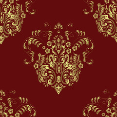 seamless vintage pattern with golden elements on colorfil background