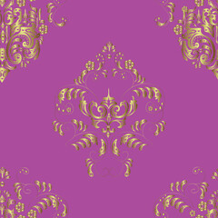 seamless vintage pattern with golden elements on colorfil background