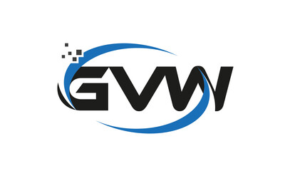 dots or points letter GVW technology logo designs concept vector Template Element	