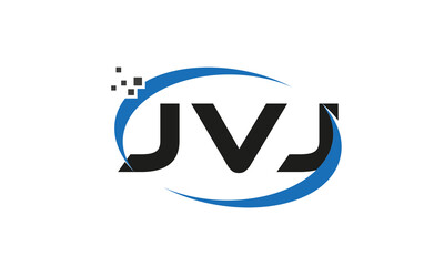 dots or points letter JVJ technology logo designs concept vector Template Element	