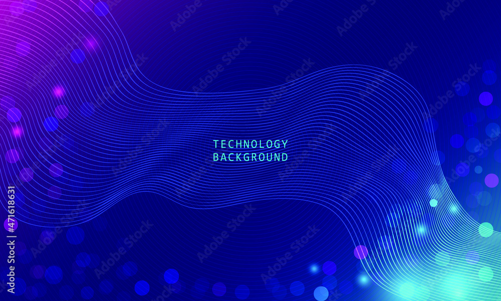 Poster wave of particles on blue background. abstract technology particles mesh background. connected lines