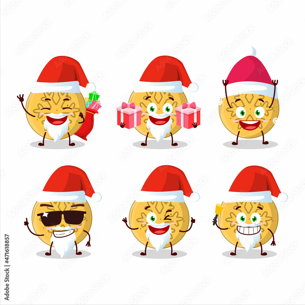 Sticker Santa Claus emoticons with dalgona candy snowflake cartoon character