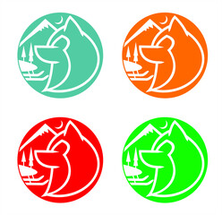 set of wolf head logo