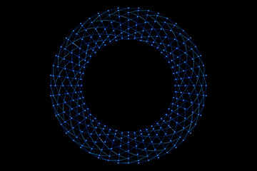 3D illustaration of a blue portal . Fantastic cell.Cyber shape in virtual reality. Simple geometric shapes