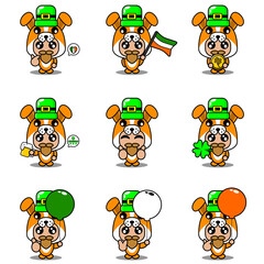 vector cartoon character dog animal mascot costume set bundle set patrik day