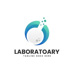 Vector Logo Illustration Laboratory Gradient Colorful Style.