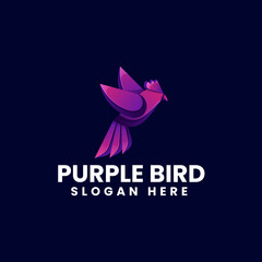 Vector Logo Illustration Purple Bird Gradient Colorful Style.