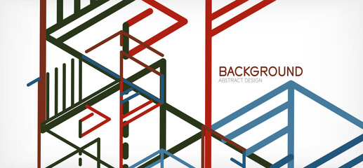 Abstract background. Color lines on white background. Linear abstract composition. Techno or business concept for wallpaper, banner, background, landing page