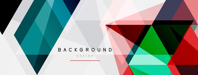 Color triangles composition, geometric abstract background. Techno or business concept, pattern for wallpaper, banner, background, landing page