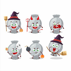 Halloween expression emoticons with cartoon character of white candy wrap