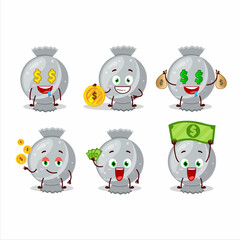 White candy wrap cartoon character with cute emoticon bring money