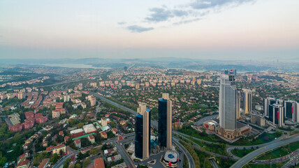 Fototapeta na wymiar Aerial day shot of Istanbul city from Istanbul Sapphire skyscraper overlooking the Bosphorus, Istanbul, Turkey
