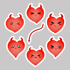 Heart stickers. A set of vector images.