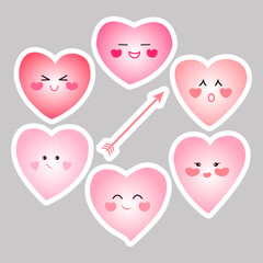 Heart stickers. A set of vector images.