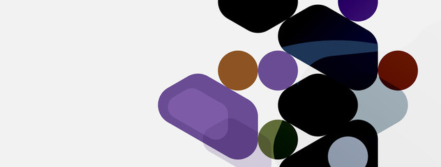 Abstract round geometric shapes and circles background. Trendy techno business template for wallpaper, banner, background or landing