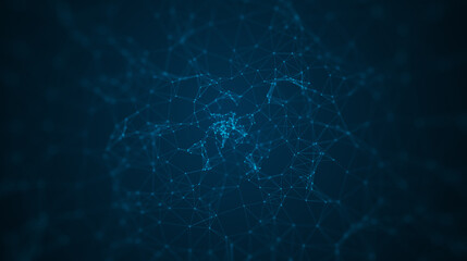 Abstract technology wave dots and lines, Flow of line plexus particles. Digital Cyber technology illustration. 3d rendering