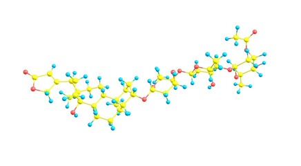 Acetyldigitoxin molecular structure isolated on white