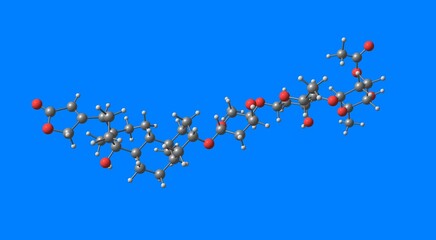 Acetyldigitoxin molecular structure isolated on blue