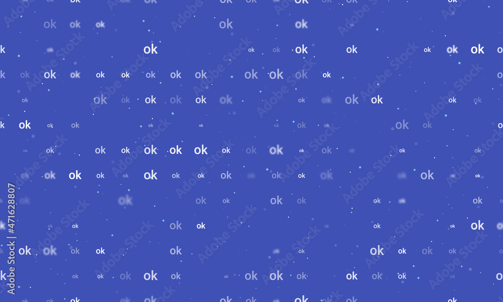 Poster seamless background pattern of evenly spaced white ok symbols of different sizes and opacity. vector