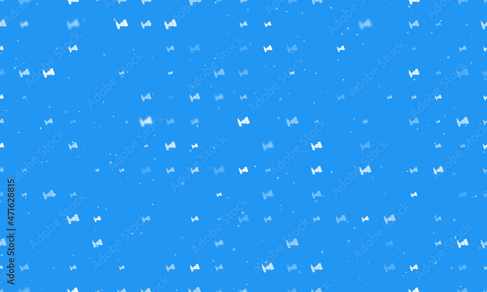 Poster Seamless background pattern of evenly spaced white camera symbols of different sizes and opacity. Vector illustration on blue background with stars