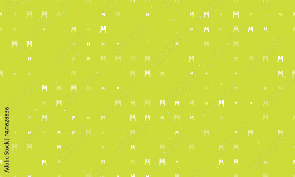 Poster seamless background pattern of evenly spaced white women's jacket symbols of different sizes and opa