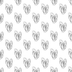 Abstract doodle black and white seamless pattern.