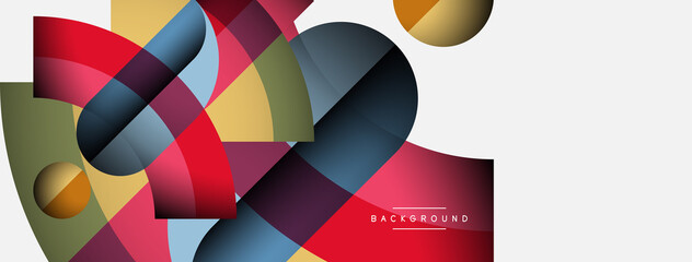 Obraz premium Trendy shapes, color minimal design composition, lines and shadows for wallpaper banner background or landing page