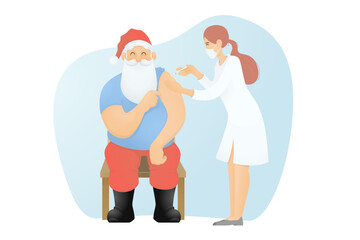 Santa's vaccination. Santa is being vaccinated against coronavirus