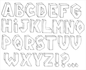 Volumetric alphabet. Vector