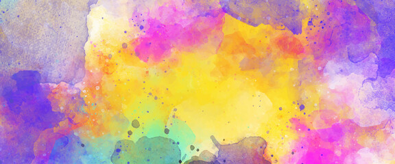 Abstract colorful  watercolor texture on paper background. banner for wallpaper, Painted Illustration. 