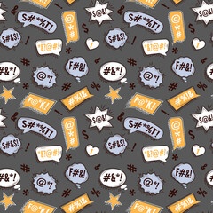 Seamless pattern. Speech bubbles with swear words.
