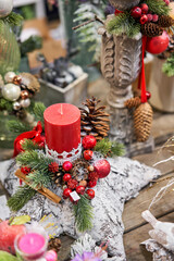 Market of decor . Lots of christmas decoration in store. Christmas shopping for new year tree.