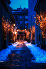 Street in Montreal Quebec Canada in winter