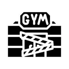 gym closed for quarantine glyph icon vector. gym closed for quarantine sign. isolated contour symbol black illustration