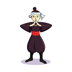 Vector illustration of cute ninja isolated on white background