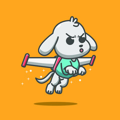 cute dog flying on robot wings