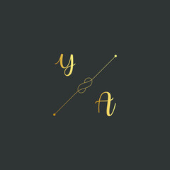 YA Initials letter alphabet watercolor logo branding set collection, Feminine logotype template in elegant artistic style. Feminine luxury logo design template.