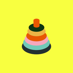 Ring Donut Cartoon Flat Vector