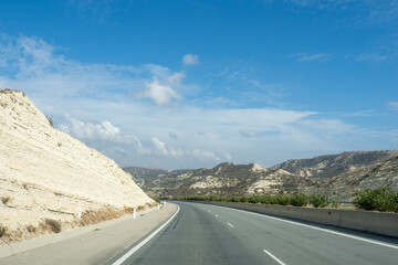 Mountain section of road on Paphos-Limassol highway, Cyprus