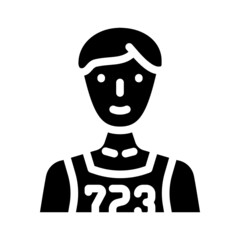 athlete with number glyph icon vector. athlete with number sign. isolated contour symbol black illustration