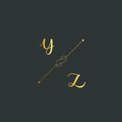 YZ Initials letter alphabet watercolor logo branding set collection, Feminine logotype template in elegant artistic style. Feminine luxury logo design template.