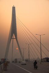 Delhi Signature bridge at early morning view