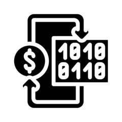 converting digital money into paper glyph icon vector. converting digital money into paper sign. isolated contour symbol black illustration