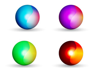 3D Realistic Colorful Sphere Set