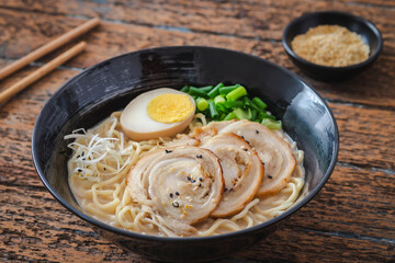 Ramen noodle in pork bone broth, Japanese food